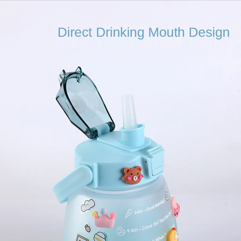 1300Ml Outdoor Sports Water Bottle, Summer Portable Large Capacity Straw Cup Cute Big Belly Cup Student and Children's Water Cup