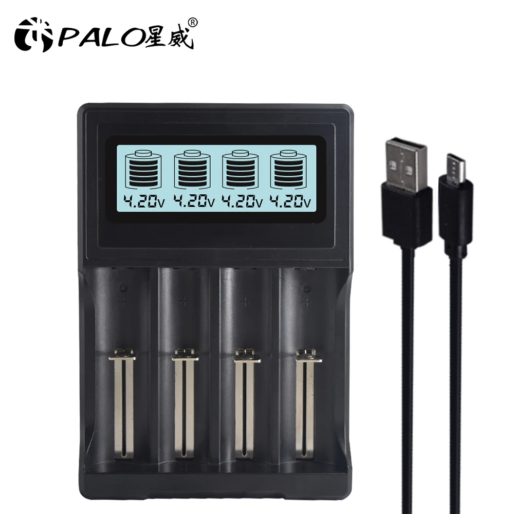 18500 rechargeable battery 3.7V li-ion 1600mAh and 4 slots smart charger for 3.7V lithium 14500 16340 18500 18650 21700size