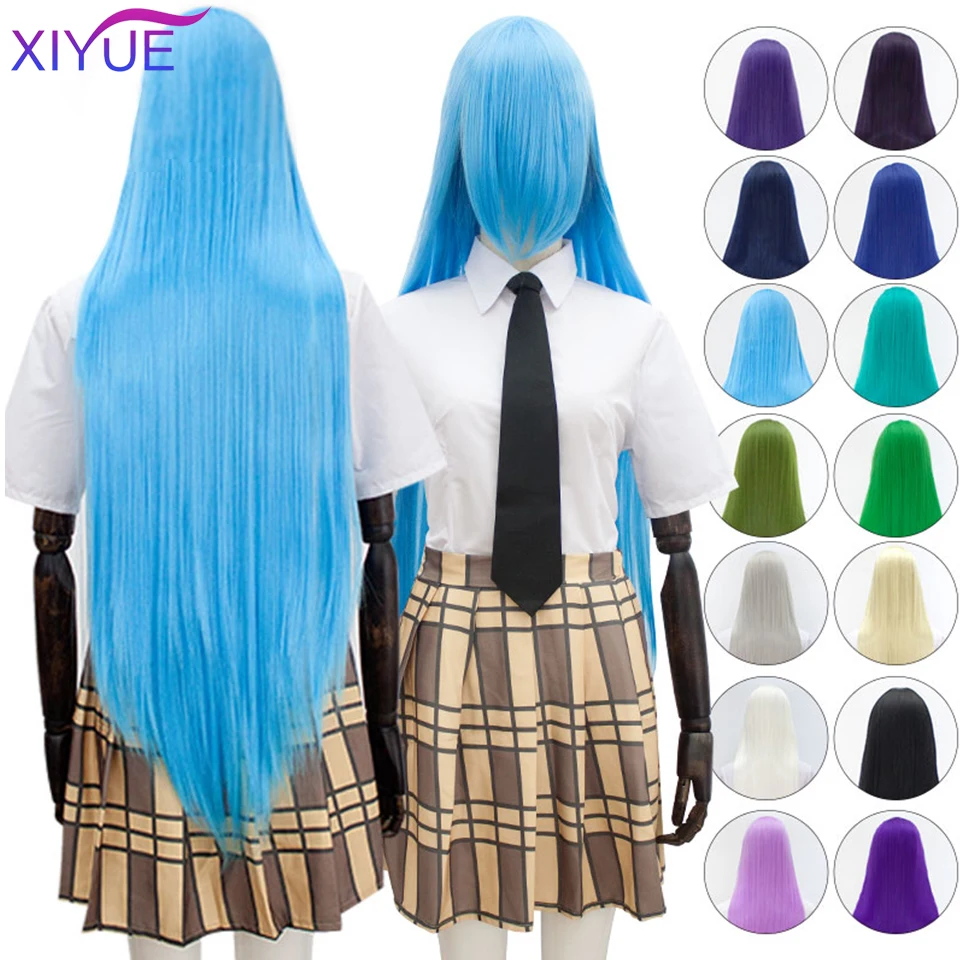 Synthetic 40 Inches Straight Super Long Synthetic Wigs Bangs Blue Golden Red Black White Purple Pink Green Brown Cosplay Wigs