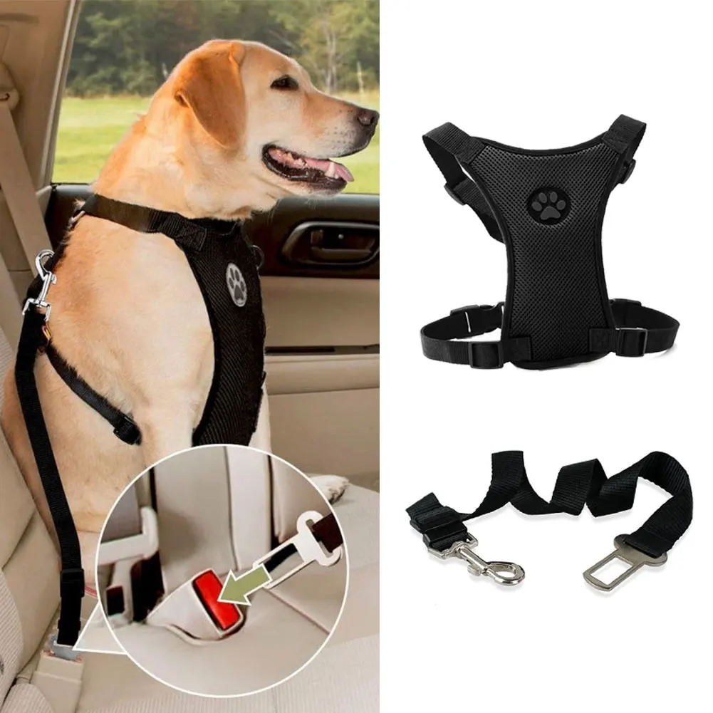 Dog Harness Car Safety Seat Belt Breathable Leash Mesh Chest Strap Multi-function Breathable Pet Supplies Car Automotive Seat