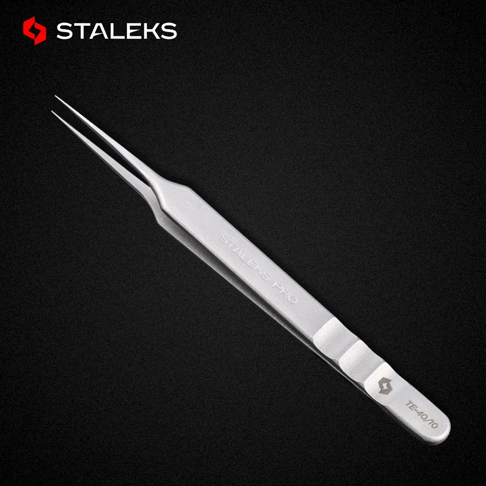 

STALEKS PRO TE-40-10 Wave Pattern Embossing Tweezers Grafting Eyelashes Blooming ESD High Precise Hyper Fine AISI