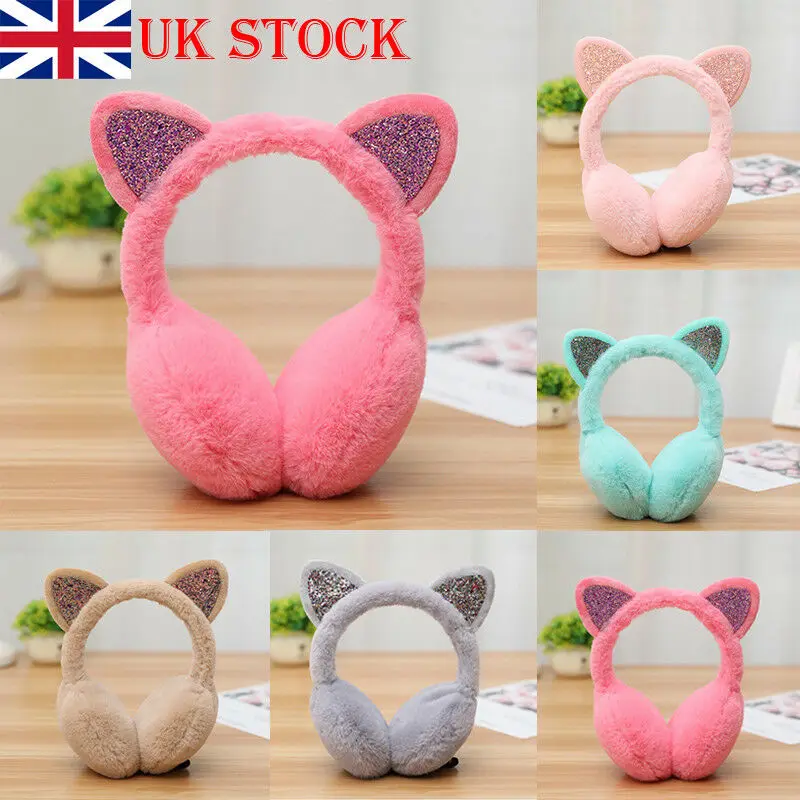 Panas Padat Wanita Gadis Kucing Penutup Telinga Earlap Payet Earmuffs Musim Dingin Telinga Hangat Earlap Glitter Payet Headband Terbaru