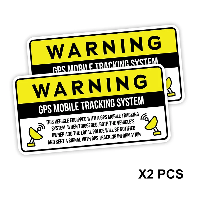 Y315# 2 PCS Warning GPS Alarm System Sticker on The Car Vinyl Decal Waterproof Decoration Car Stickers