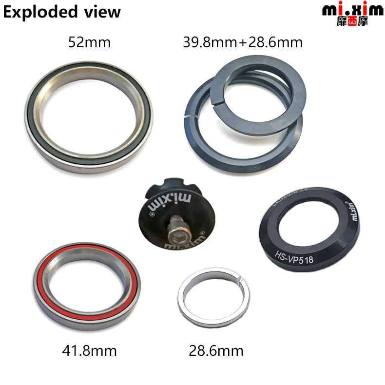 mi.Xim 41.8/52mm Double Bearings Tapered Bike Road Bicycle Headset Waterproof Ring for 28.6/39.8mm Fork Head Tube