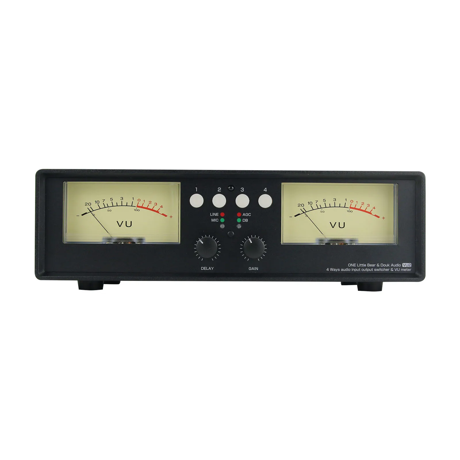 TZT-2-Way Amplificador, Speaker Switcher Box, Analógico Duplo VU Medidor, Música Spectrum Display, Seletor De Áudio, W Controle Remoto