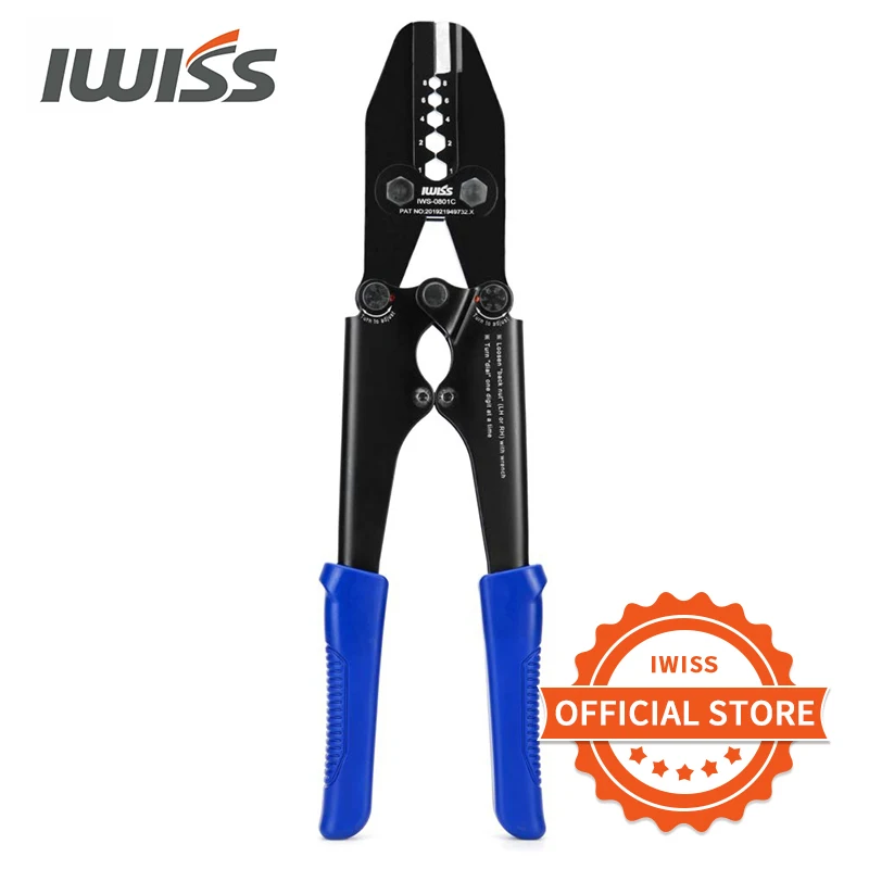 IWISS IWS-0801C crimping pliers Battery Cable Lug Crimping Tool from AWG 8-1 with Built-in Cable Cutter