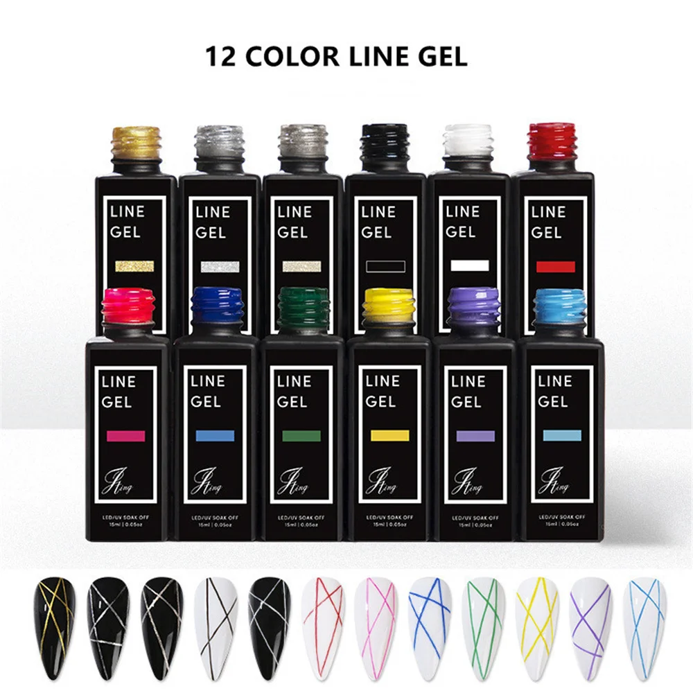 15 ml/teil 2021 Nail art Linie Polnischen Gel Kit Für UV/LED Farbe Nägel Zeichnung Polnischen Lack DIY malerei Lack Liner Gel Werkzeug P@89