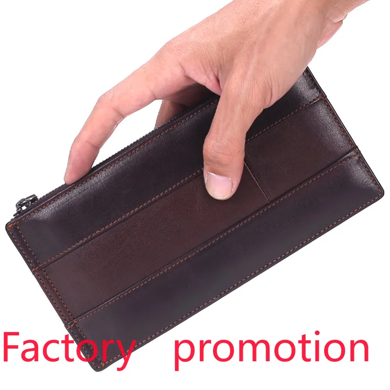 Cross-Border Hot Leather Multi-Card Wallet Men's Clutch Long Folding Wallet Ultra-Thin Card Holder Bag