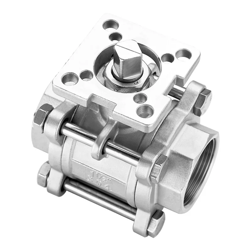 DN65 Three Piece High Platform Ball Valve SS304 Stainless Steel Internal Thread High Temperature Corrosion Resistance