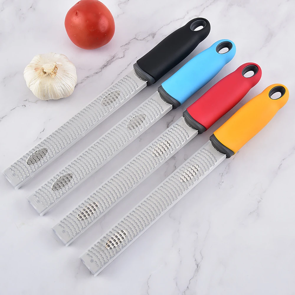 Stainless Steel Cheese Grater Citrus Lemon Zester Peeler Cheese Lemon Fruit Chocolate Grater With Non-Slip Handle Kitchen Gadget