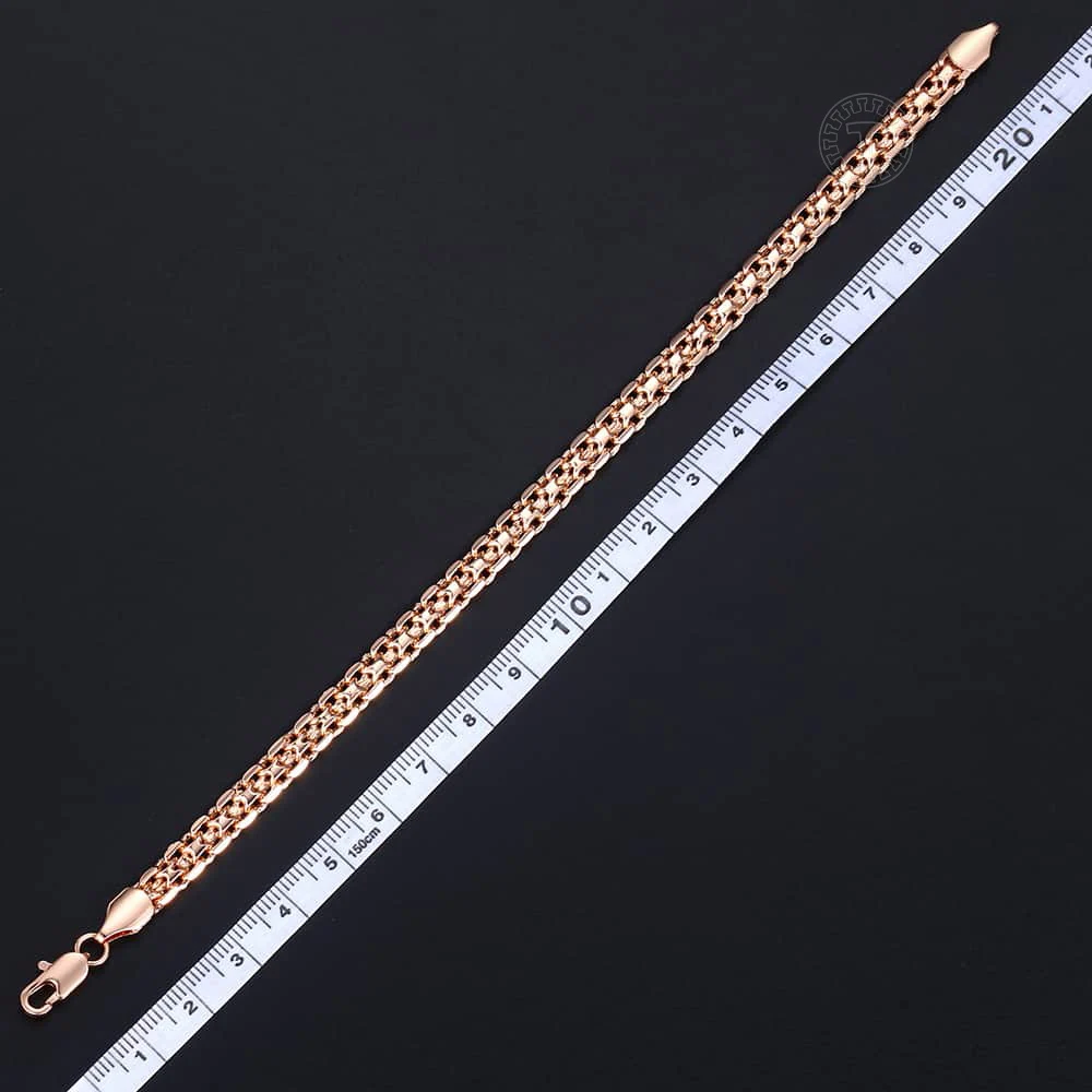 5mm Womens Mens Bracelet 585 Rose Gold Color Braided Weaving Bismark Hammered Venitian Link Chain Bracelet Fashion Jewelry DCB05