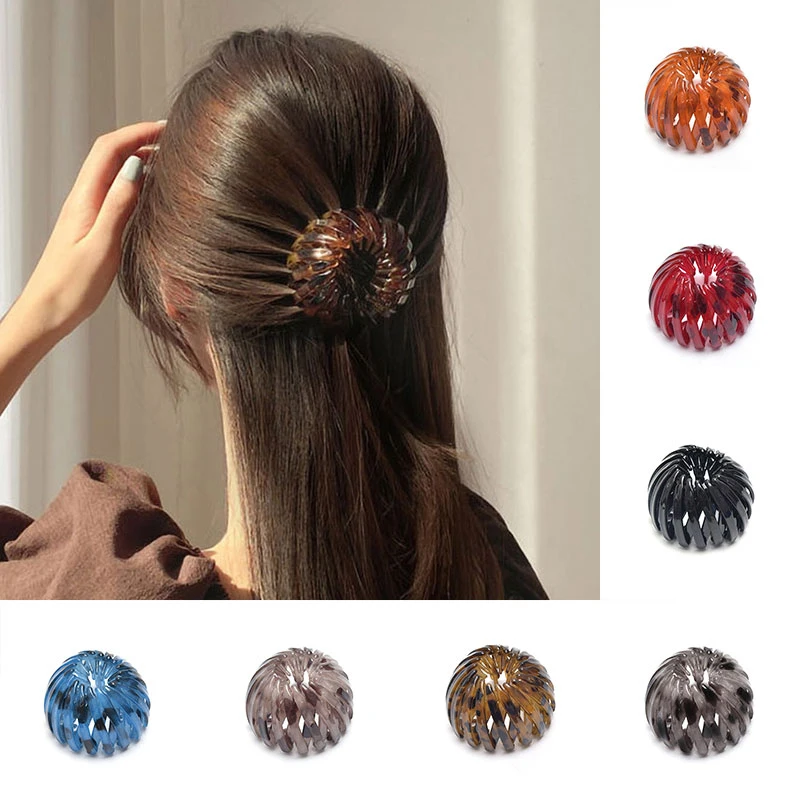 

Women Bun Hair Claw Plastic Resin Horsetail Buckle Hair Clip Bird Nest Expanding Hair Accessories Female Ponytail Clips Headwear