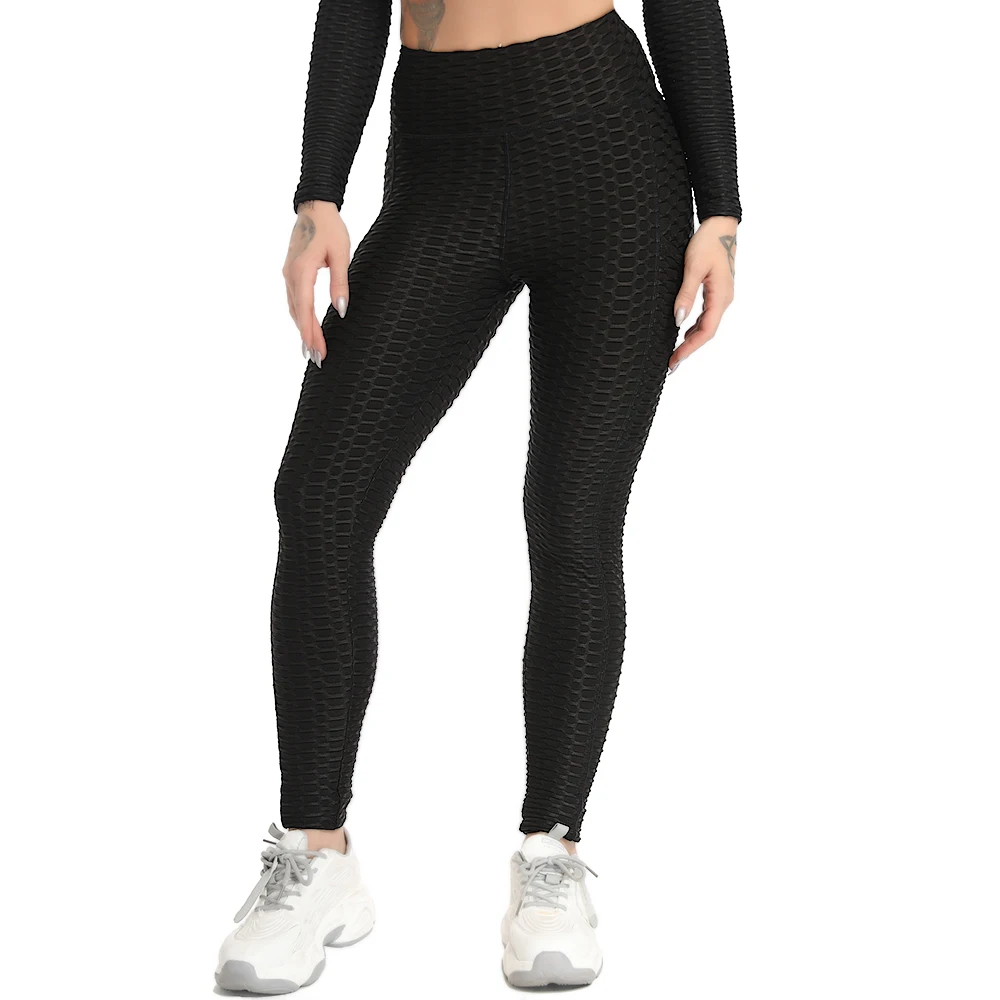 ฟิตเนสLeggingsผู้หญิงกระเป๋าTextured Leggins Push Upเซ็กซี่BootyหญิงLeggingsสําหรับกีฬาGym Anti Celluliteกางเกง