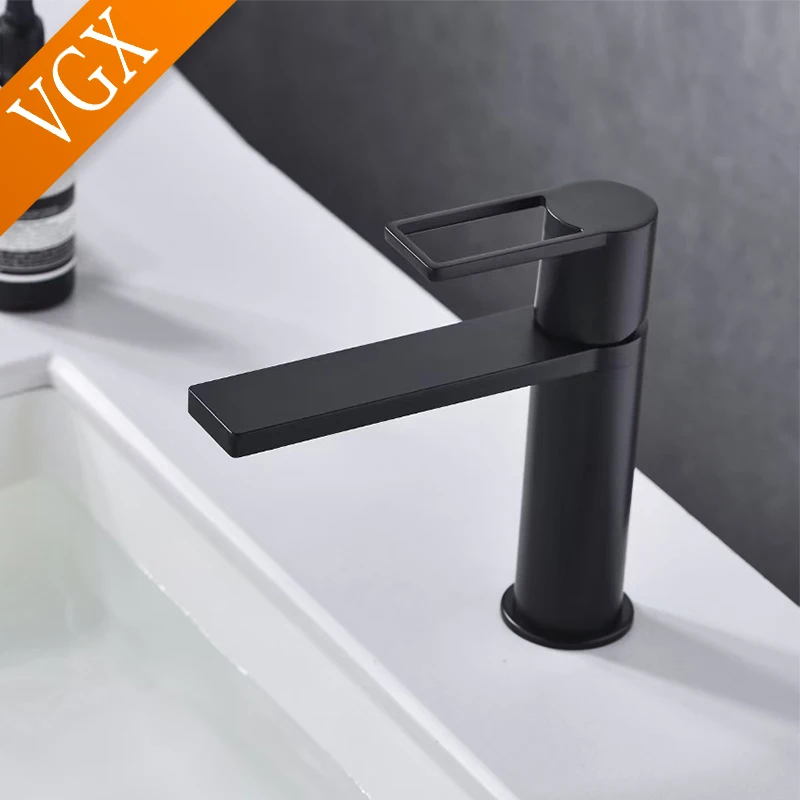 VGX Bathroom Sink Faucet Basin Mixer Gourmet Faucet Water Tap Hot Cold Tapware Chrome Matte Black Lavatory Sink Tap Crane Brass