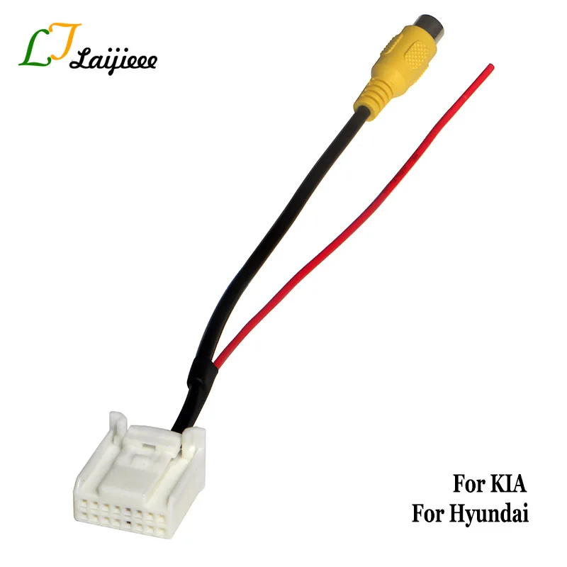 For Hyundai Tucson Sonata Santa Fe Kia K4 K5 Ceed Sportage Reverse Camera Connector / RCA Into 16 Pin Original Video Input Plug