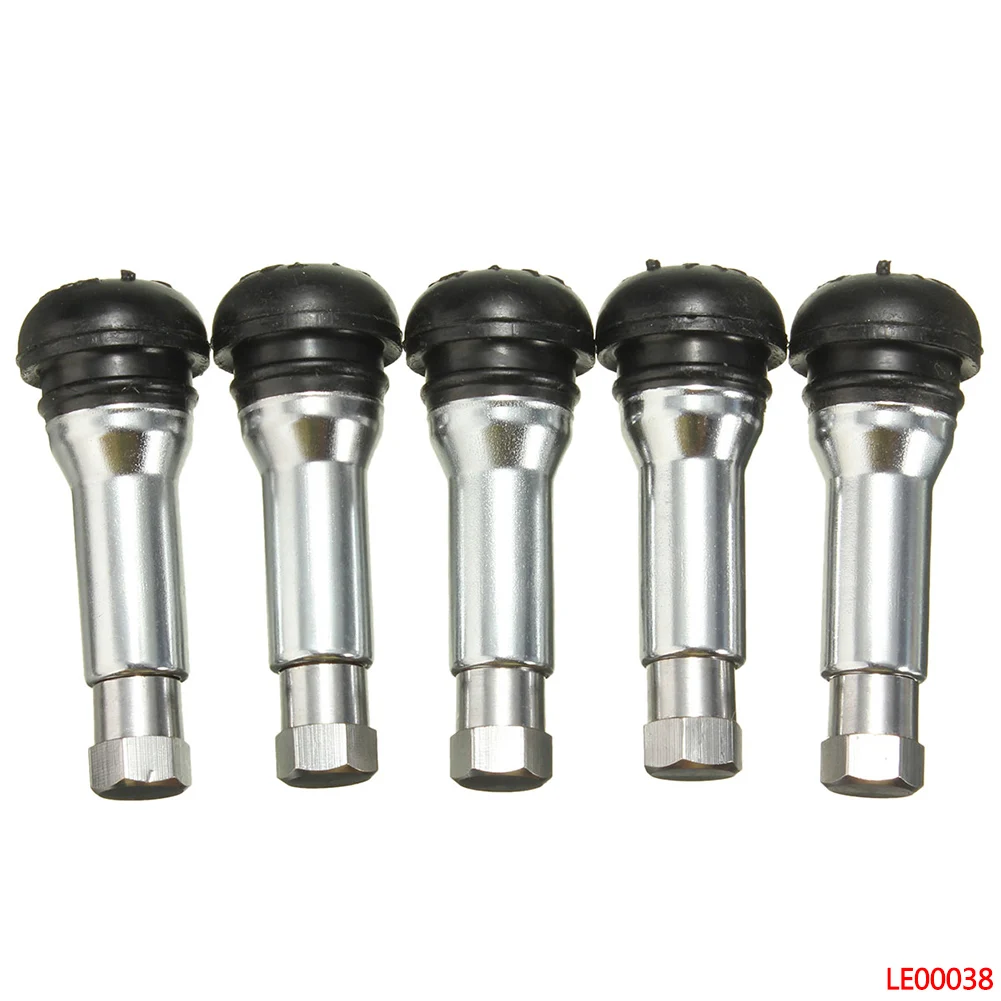 5pcs Car Tubeless Wheel Tire Valve Stem Rim Chrome Alloy Copper Tubeless TR414 Rubber Wheel Tyre Valve Dust Cap TPMS