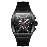 GUANQIN Skeleton Automatic Mechanical Watch Men Rubber Band Tourbillon Sapphire Waterproof Luminous Tonneau Clock мужские часы