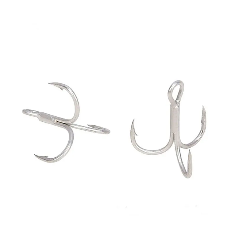 TOMA 10pcs three anchors treble hook blood slot grooved triple hook without feather naked barbed hook pike fishing tackle