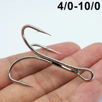 50 Uds. Anzuelos de pesca triples grandes, plantilla de atún de tiburón de acero rico en carbono, anzuelos de triple ancla, anzuelo de púas de agua salada fuerte 4/0-10/0