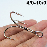 50Pcs Big Treble Fishing Hooks High carbon Steel Shark Tuna Jig Triple Anchor Fishhooks Saltwater Barbed hook Strong 4/0-10/0