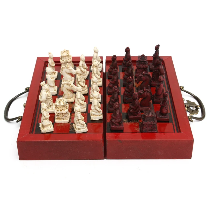 Wooden Antique Chinese Chess Pieces Set Board Game Family Leisure Toys Chinese Chess