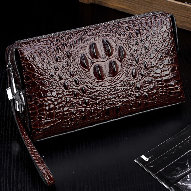 Alligator Pattern Genuine Split Leather Clutch bag Men\'s Wallets Business Handbag Crocodile Male Clutch Wallet Card Holder Purse