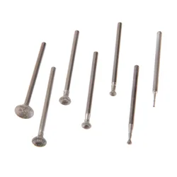 Rebabas de tallado de Jade cóncavo esférico para herramienta rotativa Dremel, cabezal de molienda de diamante montado, 2,35mm de vástago, 1-8mm, 7 piezas