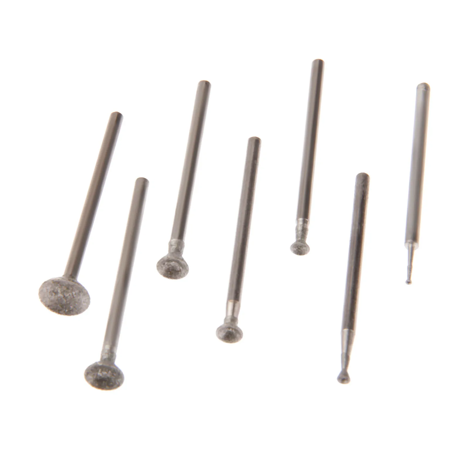 7Pcs 2.35mm Shank 1-8mm Diamond Grinding Head Mounted Points Spherical Concave Jade Carving Burrs for Dremel Rotary Tool