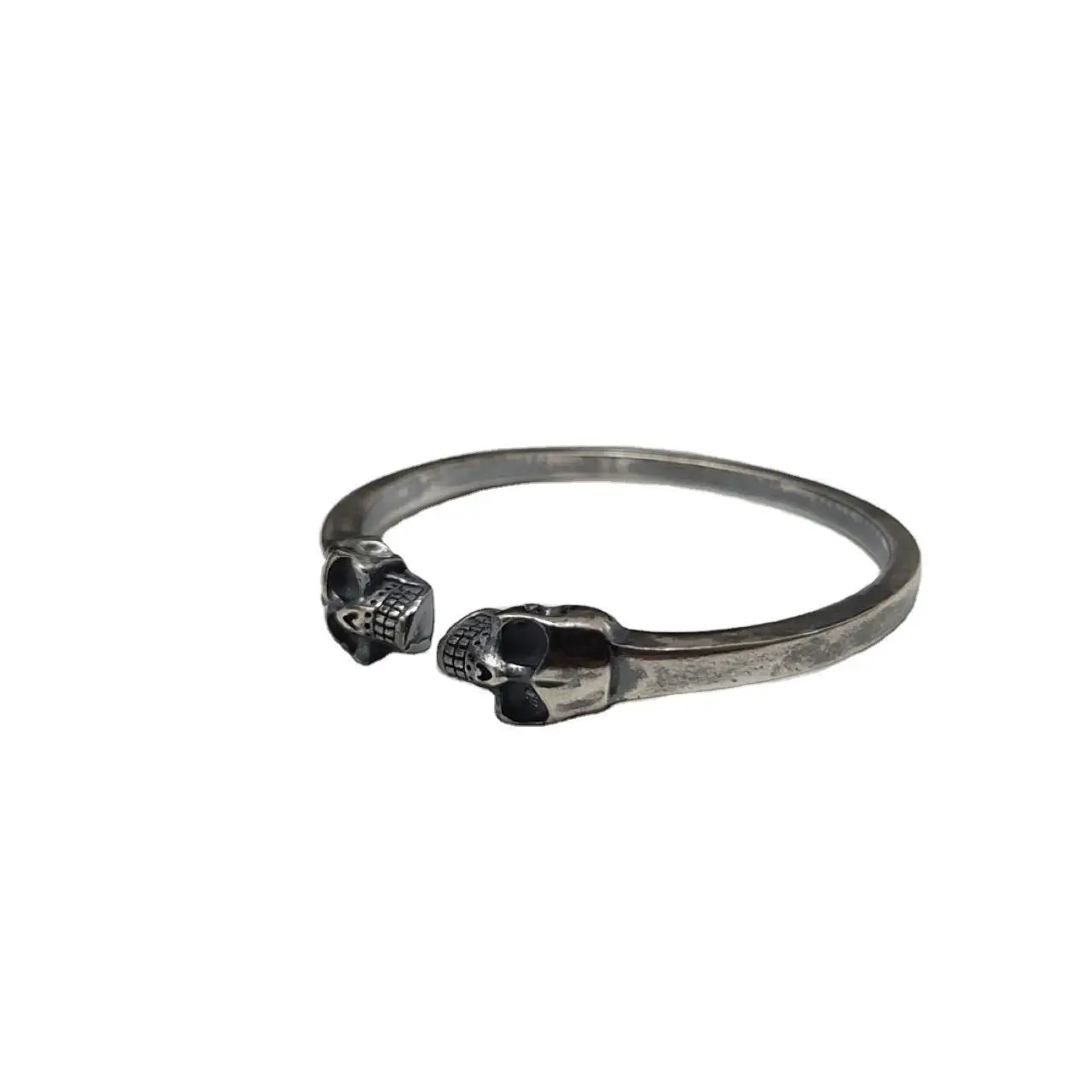 Bracciali in argento Sterling S925 per uomo donna nuovi gioielli a mano Punk con doppio teschio di moda da uomo