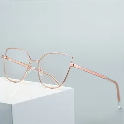 New Anti Blue Light Computer Reading Glasses Women Big Frame Cat Eye Metal Frame Reading Eyeglasses Dropshipping