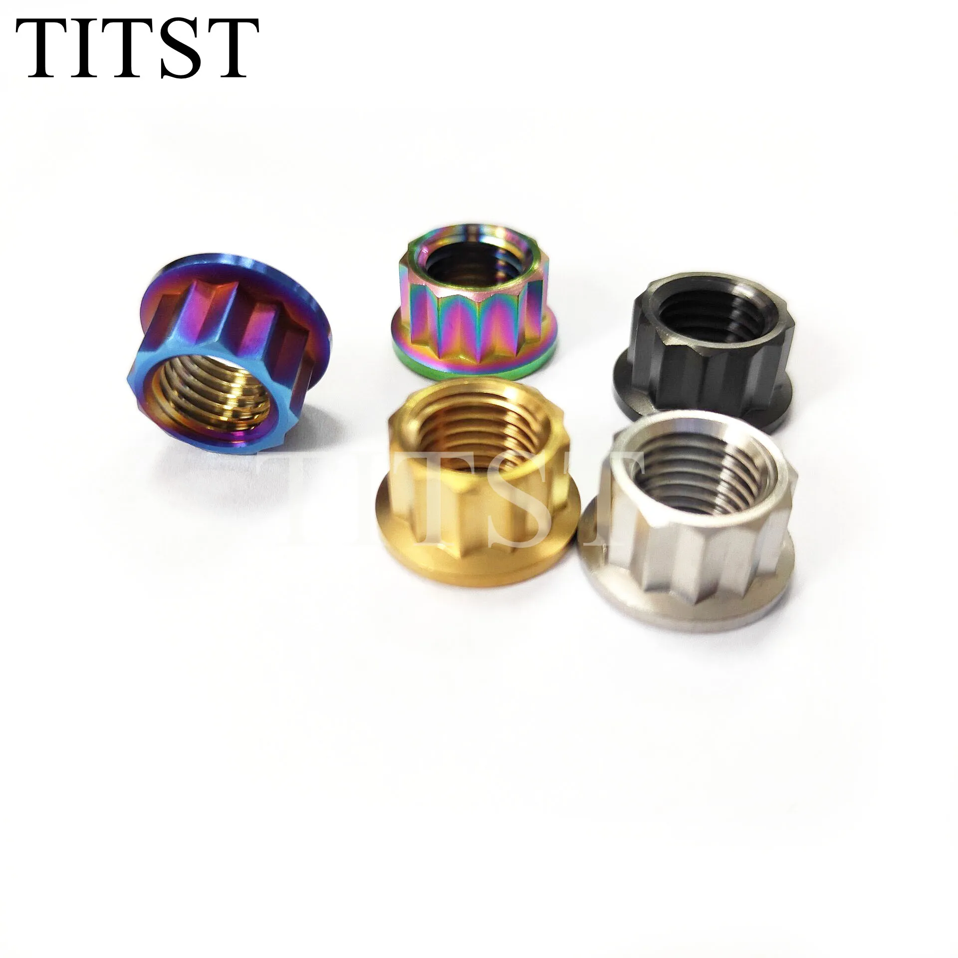 TITST M5 M6 M8 M10 Titanium Flange Nut  12 Point Titanium Nuts（ One Lot = 100pcs )