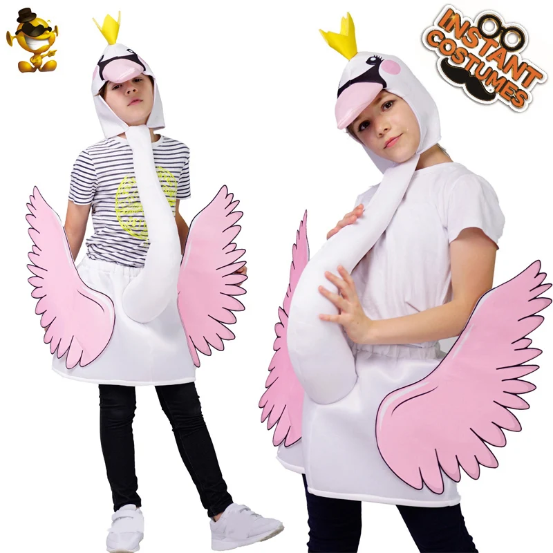 Christmas Child Flamingo Costume Fancy Dress White Mascot Dress Up Flamingo Cosplay Costume