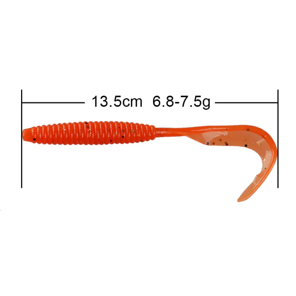 BASSKING 8pcs 13.5cm 6.8-7.5g Long Tail Soft Lures Fishing Artificial Protein Soft Bait Peche Plastic Worm Grub Bass Wobbler