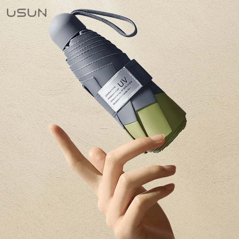 New 5folding Pocket Umbrella For Men And Women Creative Sunny Umbrella Solid Color Sunscreen Mini Paraguas