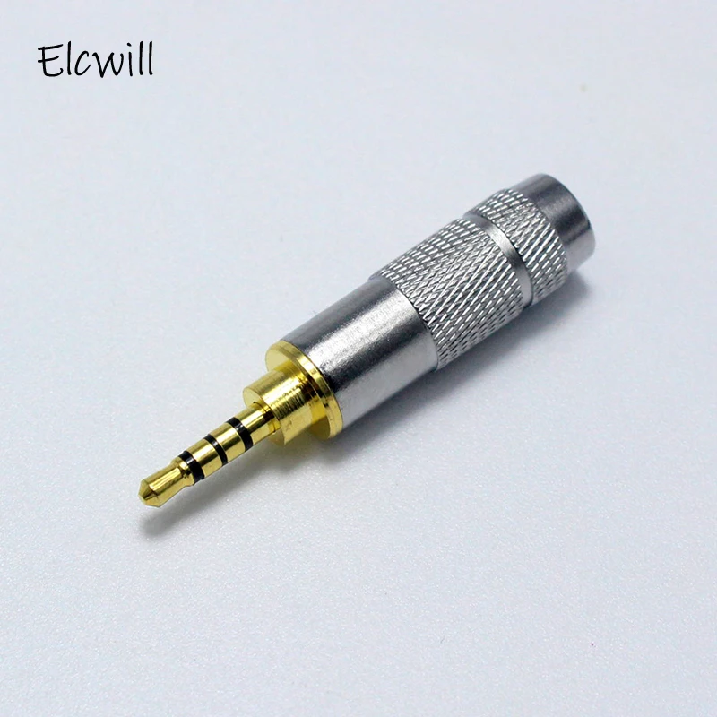 2.5mm jack 3 pólo 4 adaptador conector macho para diy fone de ouvido estéreo fone de ouvido/reparação fone de ouvido alto-falante com metal escudo