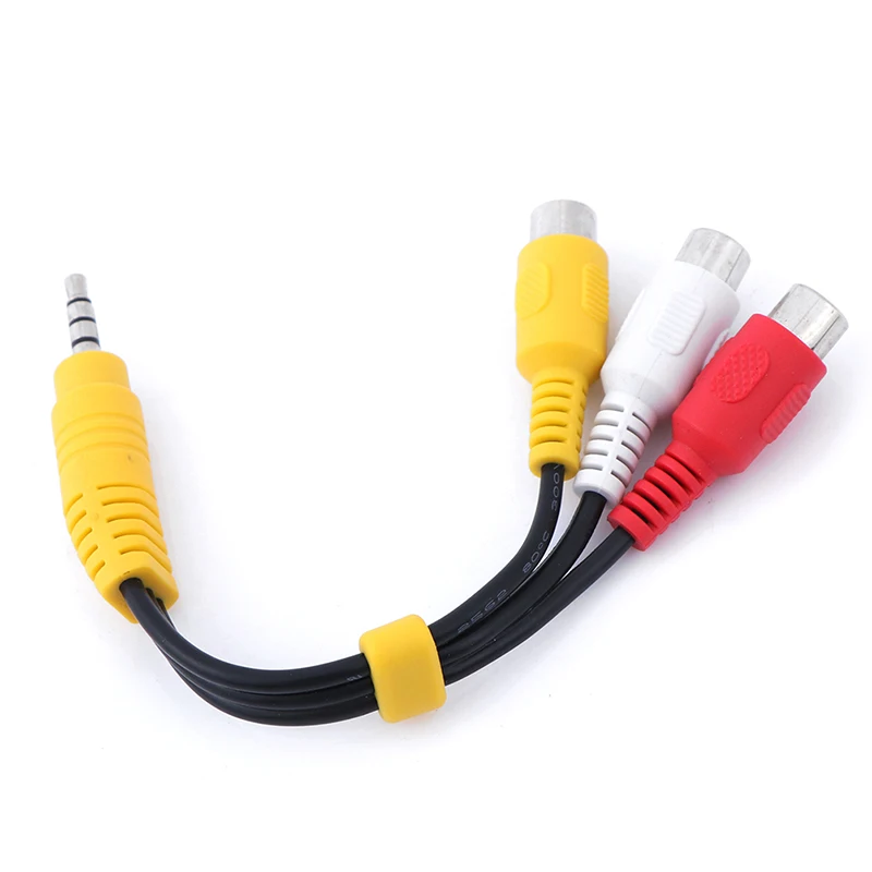 1pcs 3.5mm Aux Male Stereo to 3 RCA Female Audio Video AV Adapter Cable for High-Performance Video and Audio Playback