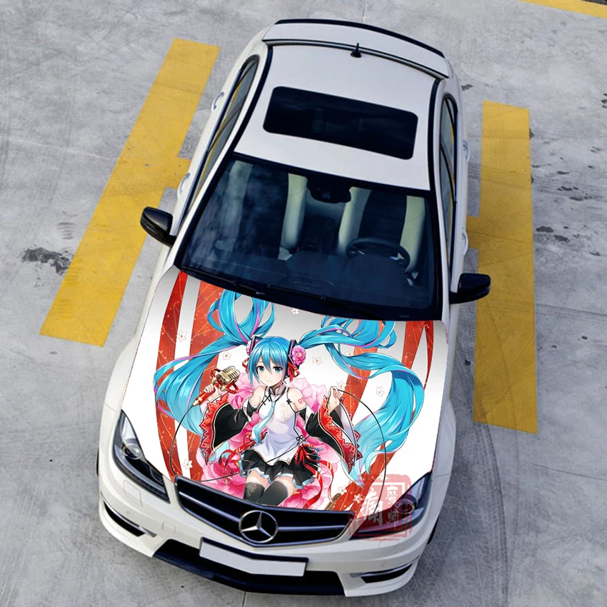 HD Inkjet Hood Vinyl Stickers Game Anime Itasha Engine Cover Graffiti Decals Sticker On Car Auto Accessories