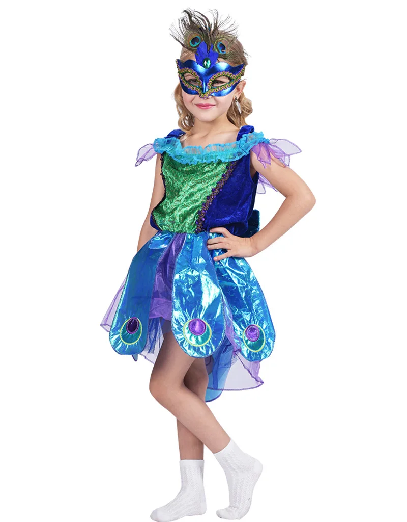 Halloween Costume For Girls Beautiful Princess Dress For Birthday Party Child Peacock Costume Fantasias Christmas Costumes Kids