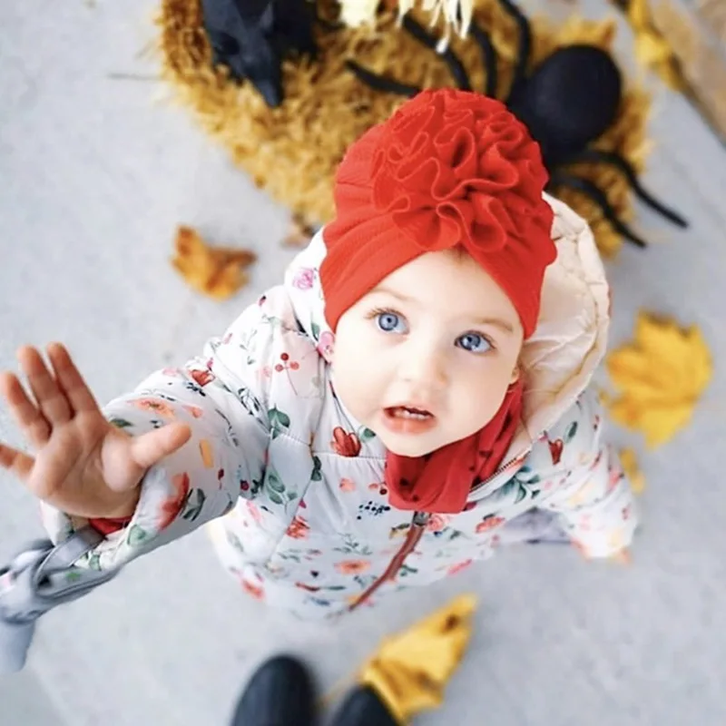 Lovely Flower Baby Hat Soft Baby Girl Hat Turban Spring Infant Toddler Newborn Baby Cap Bonnet Headwraps Kids Hat Beanies