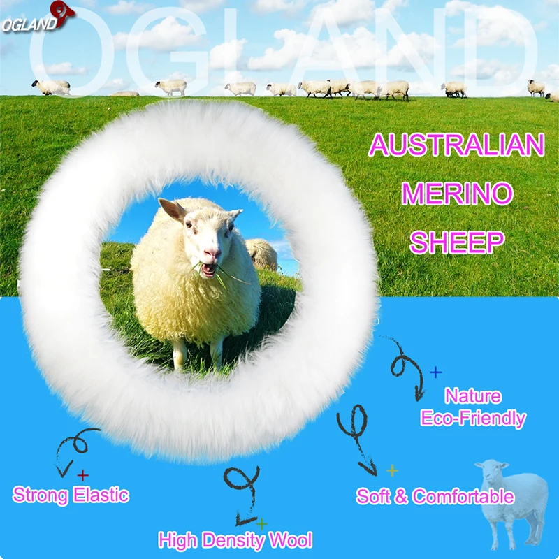 Classic Fur Long Wool Shrink Car Styling steering wheel covers for Australian Merino Fluffy Sheepskin Color automobile parts