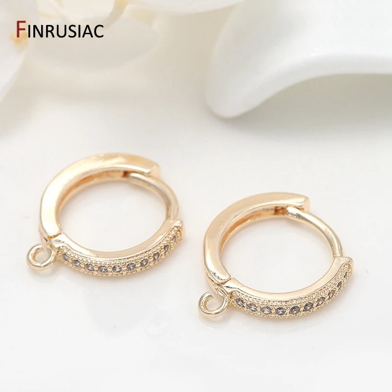 Suministros de fabricación de pendientes chapados en oro de 14k con incrustaciones de circonita, ganchos, cierres para pendientes, accesorios,