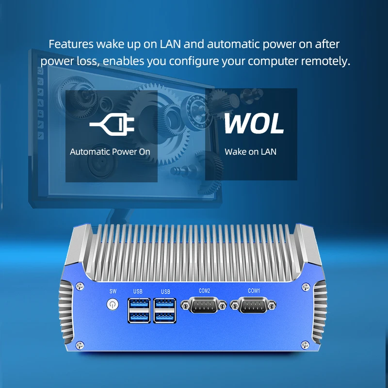 XCY-Mini PC Industrial Sin ventilador, Intel Core i7-4500U, puertos serie 2x RS-232, Dual GbE LAN 4x, USB, compatible con WiFi, Windows y Linux