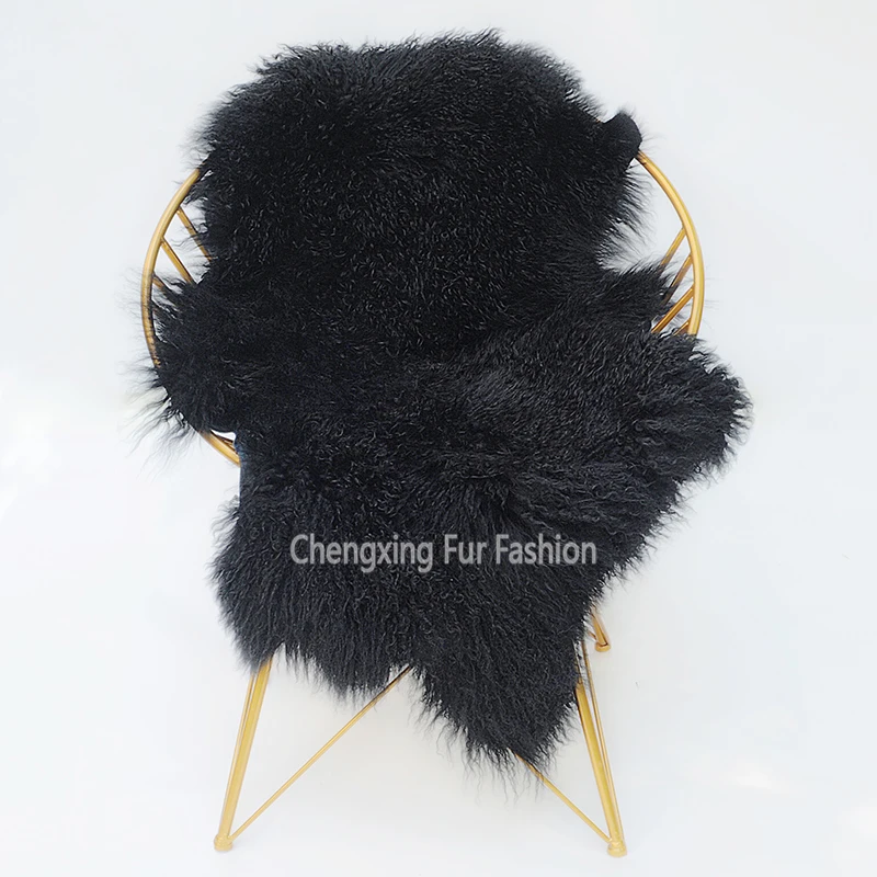 

CX-D-60 Long Hair Mongolian Lamb Fur Throw Blankets Real Fur Carpet