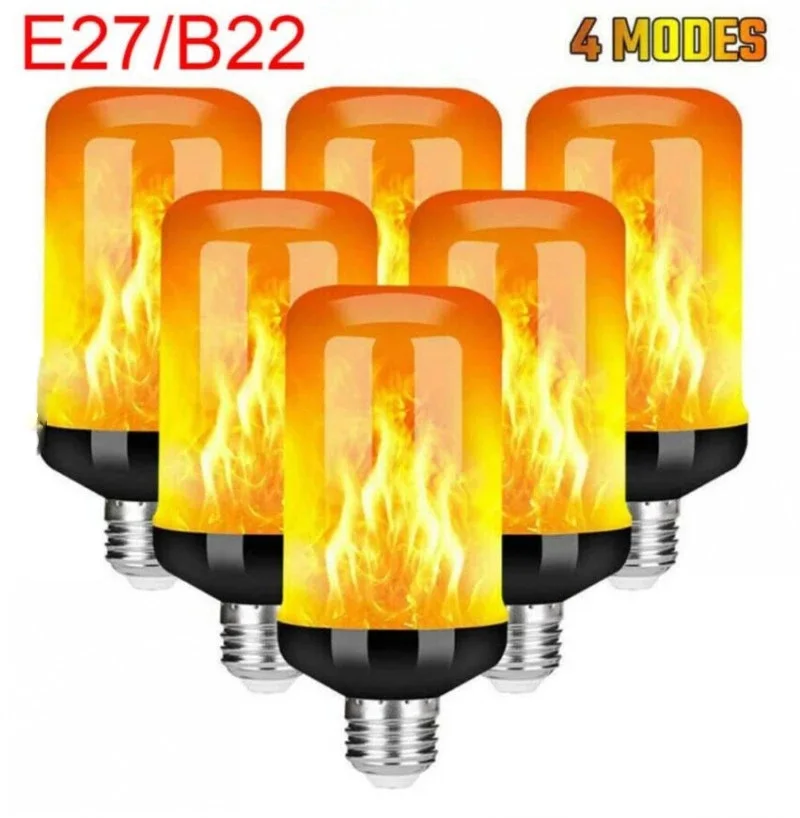 LED Flame Effect Bulb E27 4 Modes Flickering Emulation Home Garden Lamp Christmas Halloween Decor Light B22 Flame Bulb Lights