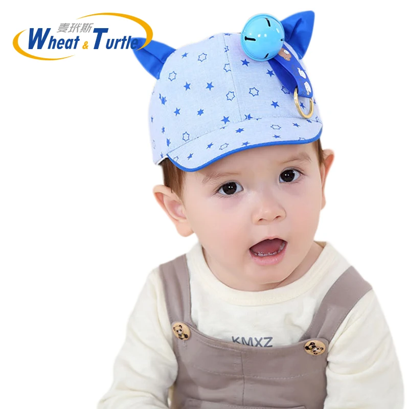 2023 Little Bell Hats for Girls Cute Cat Baby   Boys Caps Infant Summer Sun  with Ear Beanies Accessories