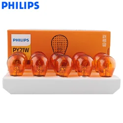 Philips 10pcs PY21W S25 12V 21W BAU15s Amber Color Standard Turn Signal Lamps Original Position Light Reverse Bulbs 12496CP