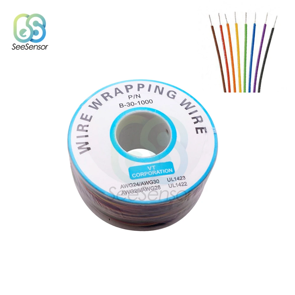 280m 8 Colors 30AWG Wire Wrapping Wire Tinned Copper Solid PVC Insulation Electrical Wire 0.25mm for Notebooks LCD Screens