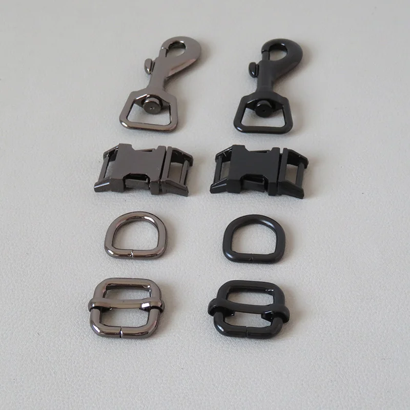 50Sets/Pack 15mm Strong Metal Carabiner Hardware Strap Adjuster Buckle D Ring Clip Hook For Pet Dog Collar Leads Clasp Accessory