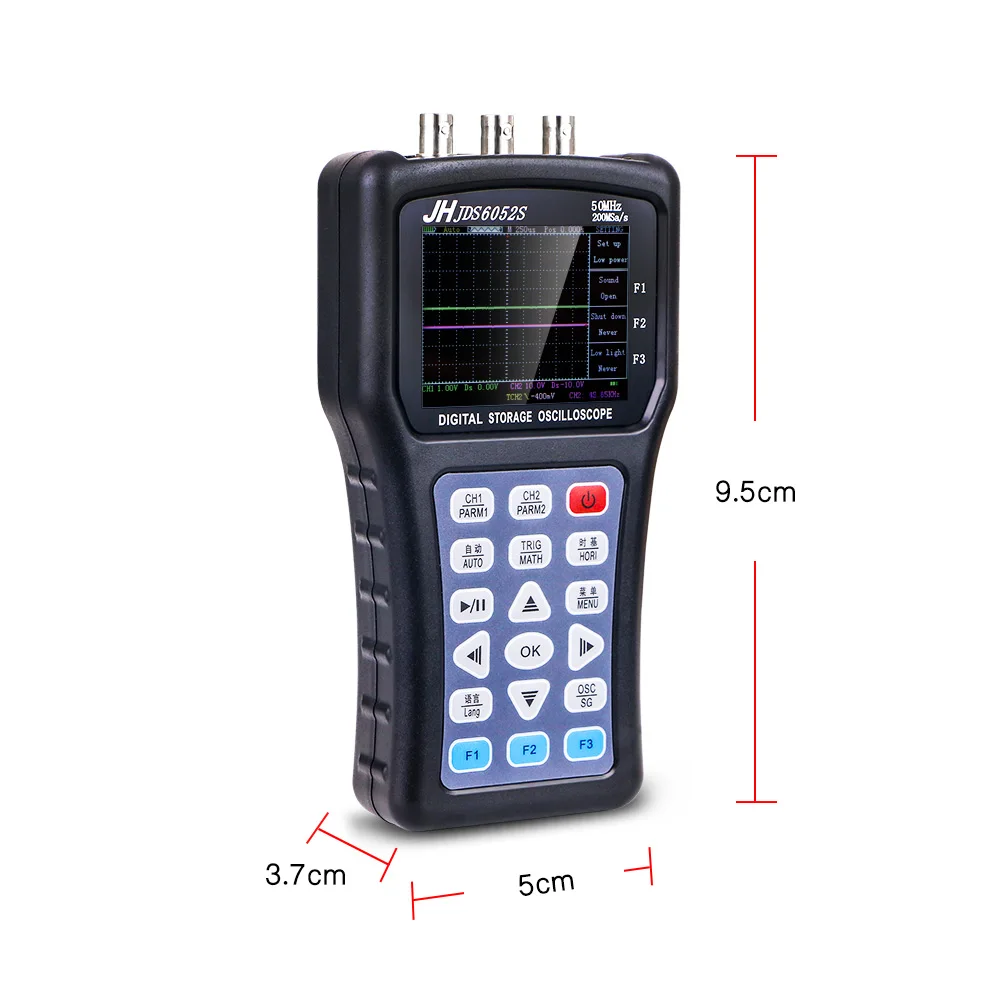 Nuovo Palmare Digitale Strorage Oscilloscopio portatile Oscilloscopio Jinhan JDS6052S 2CH 50M 200MSa/S 5 lingue