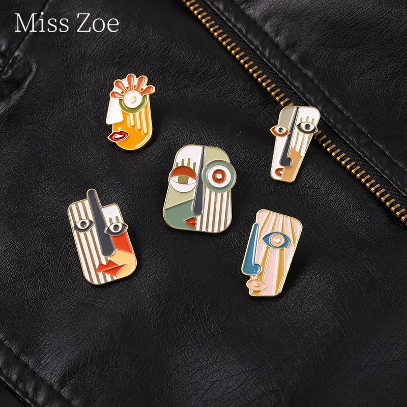 Custom Religious Ethnic Mask Enamel Pins Modern Abstract Brooches Art  Metal Badges Collar Backpack Decoration Men Women Jewelry